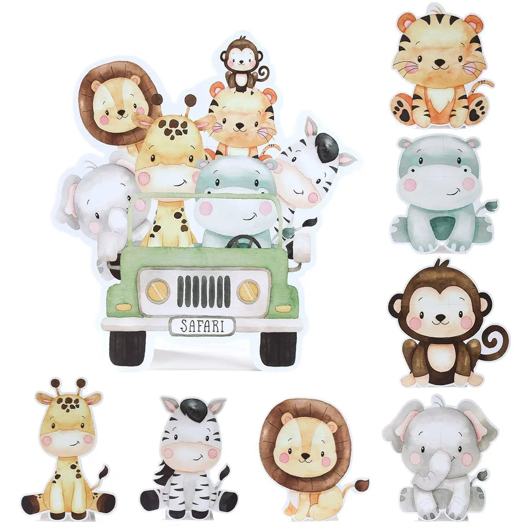 70cm Adorno grande de pie de animales de la selva para fiesta, safari, feliz cumpleaños, decoración de fiesta infantil, bosque de la jungla, decoración para baby shower