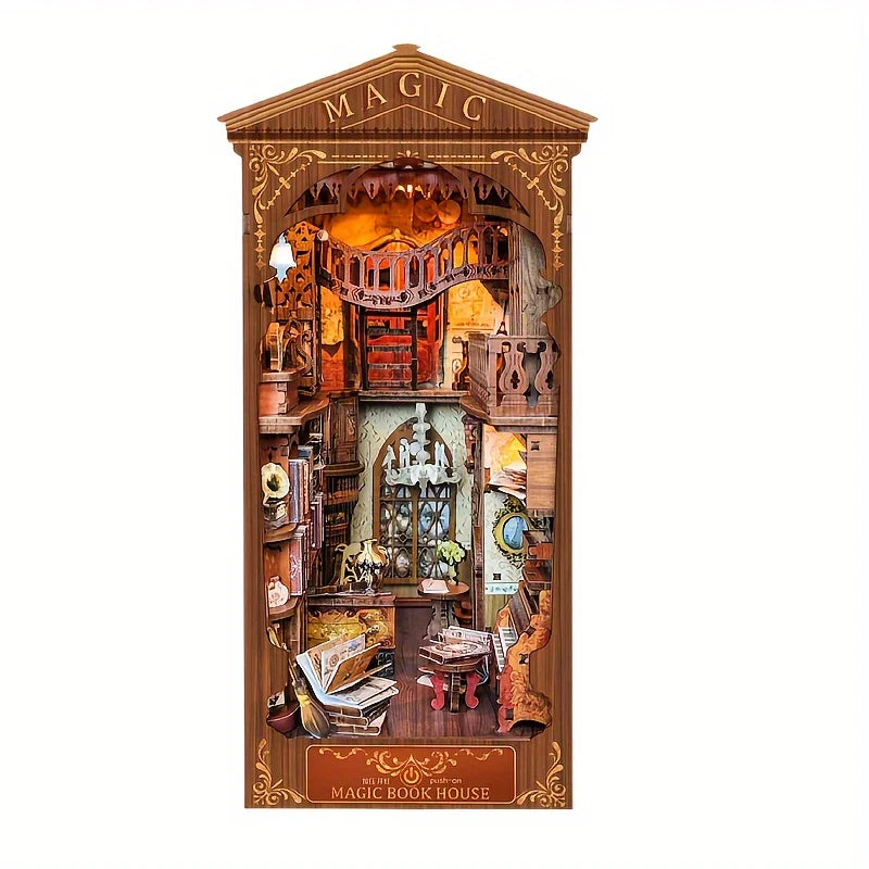 1 unidad, kit de casita de libros DIY, kit de modelo para montar, decoración para estanterías, micromodelo de decoración del hogar, el regalo perfecto para adolescentes y adultos