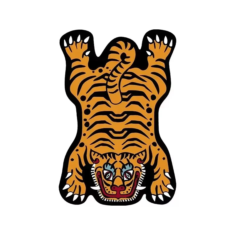 Alfombra de tigre dominante VIKAMA, felpudo con forma de personalidad para dormitorio, sala de estar, alfombra de suelo lavable a máquina, decoración del hogar