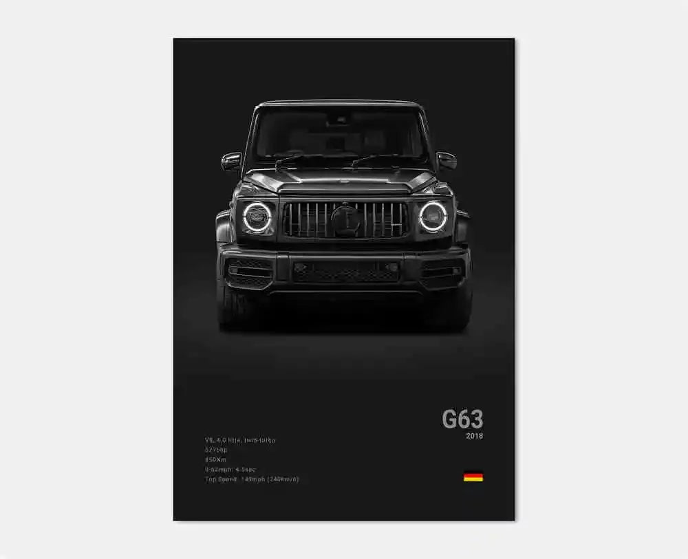 Classic Luxury Black and White Sports Car Wall Art G63 SL Gtr Sedan HD Canvas Painting Poster and Printed Home Living Room Decor