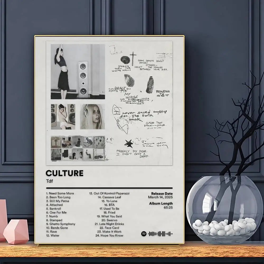 Póster de Tdf Culture para cantante, arte de pared adhesivo, impresión impermeable para el hogar, sala de estar, dormitorio, bar, decoración estética