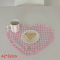 Manteles individuales para mesa de comedor coreanos a cuadros, mantel individual en forma de corazón, posavasos para vasos de agua, tapete plisado de encaje, posavasos de tela, mantel individual para comedor