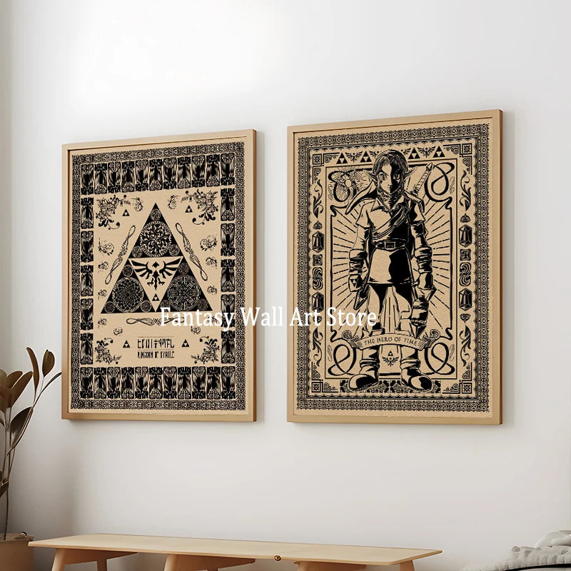 Póster vintage del juego Z-zelda, decoración de pared Leyenda de Zzelda, impresiones clásicas de videojuegos en lienzo, decoración de pared, decoración de sala de juegos