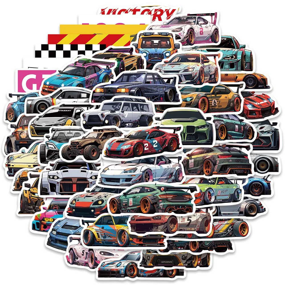 10/30/50pcs Cool Japon JDM Rénovation Voiture de Course Anime Graffiti Autocollants Décalque Skateboard Ordinateur Portable Voiture Moto Autocollant Imperméable