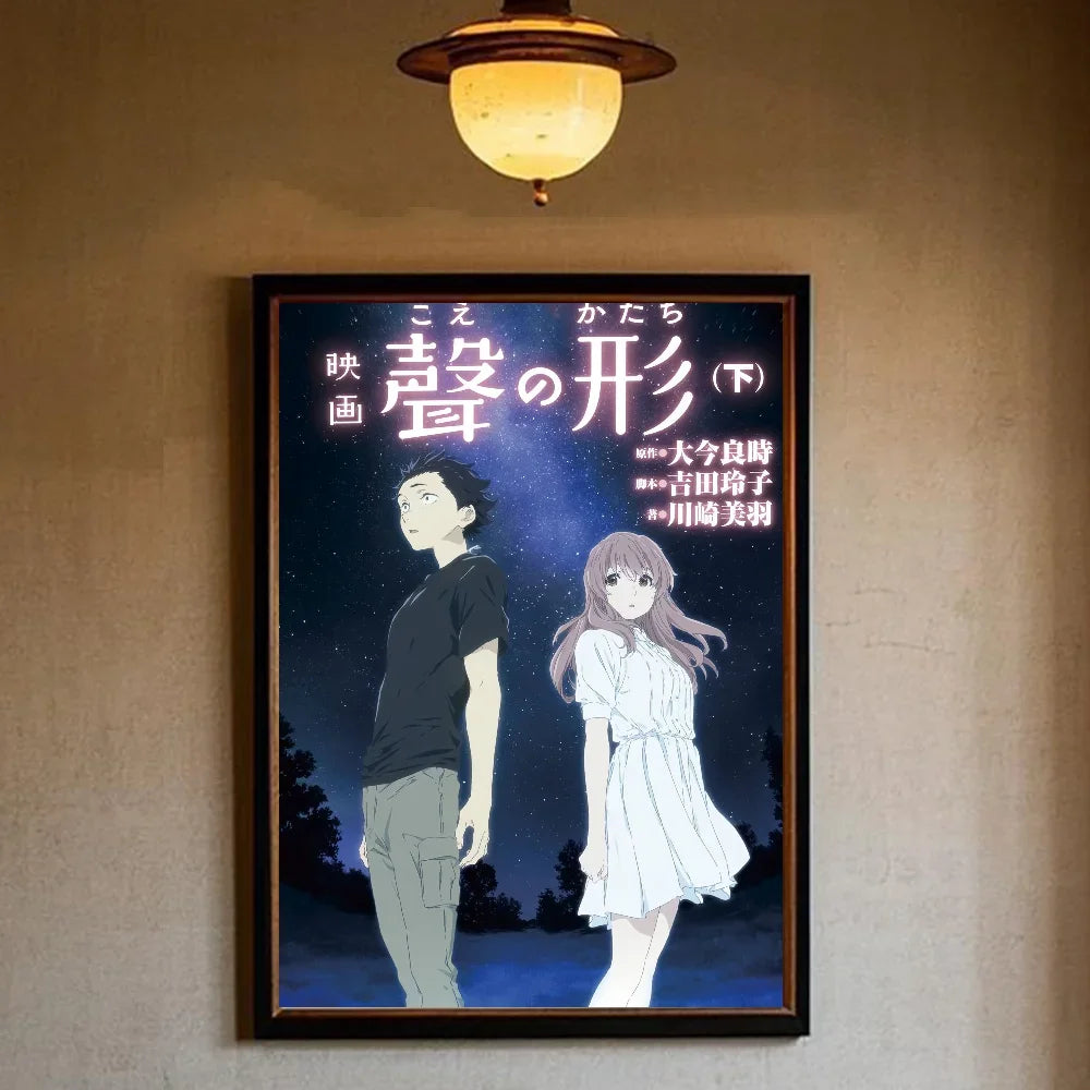 Póster de la película A Silent Voice arte HD pegatina de pared impermeable decoración estética para el hogar, sala de estar, dormitorio, bar