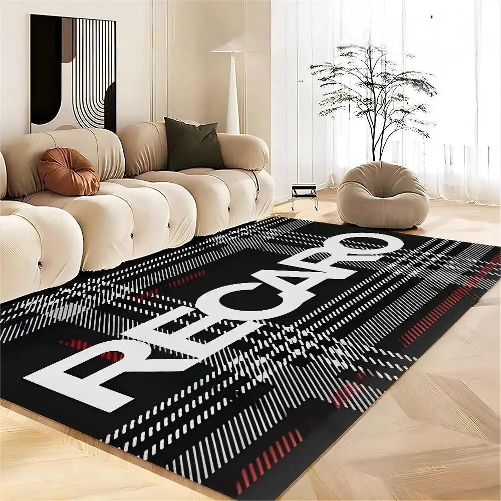 RECARO Letter Carpet Mat Rug Geometric Pattern Home Decoration with Colorful Stripes for Living Room Laundry Room Bedroom Decor