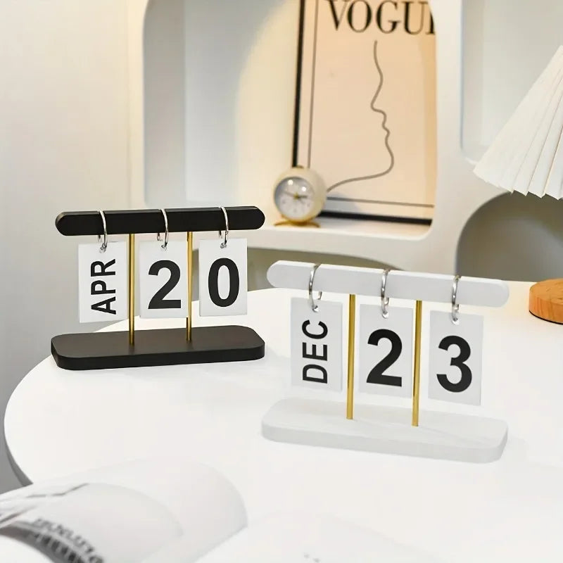 Calendrier de bureau à rabat moderne et minimaliste - Affichage quotidien, langue anglaise, accessoire de décoration pour la maison et le bureau