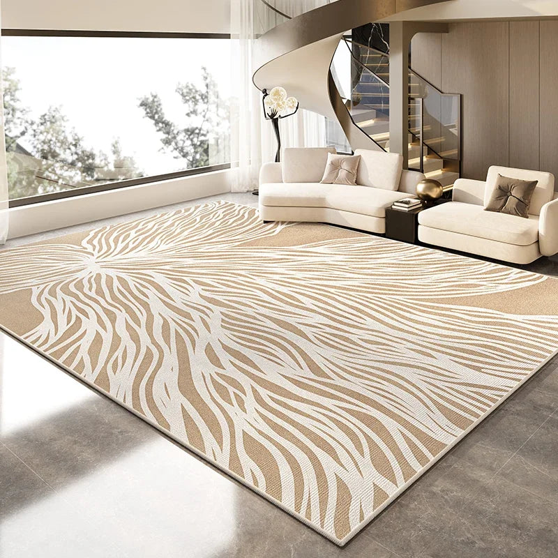 Alfombra minimalista estilo crema VIKAMA para sala de estar de gran tamaño, tapete, sofá, mesa de centro y manta para decoración del hogar