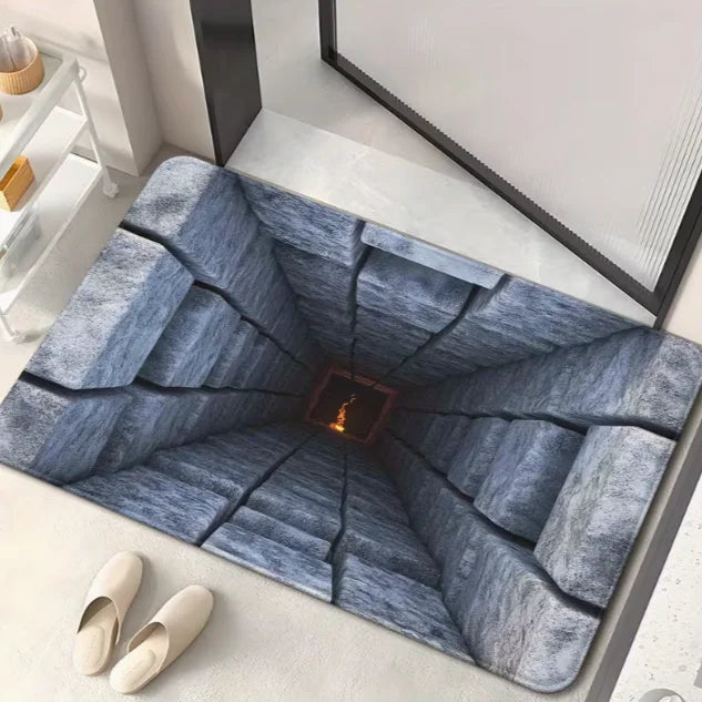 Tapis de sol illusion d'optique réaliste avec effet de profondeur illusion de trou noir, tapis d'illusion moderne fait à la main pour les tapis de couloir d'entrée