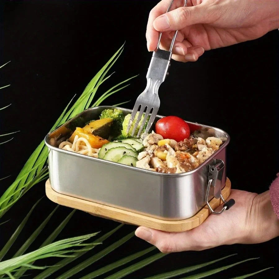 Fiambreras de acero inoxidable 304, recipientes sellados, caja de sushi portátil, bento para acampada, vajilla, portador de alimentos a prueba de fugas