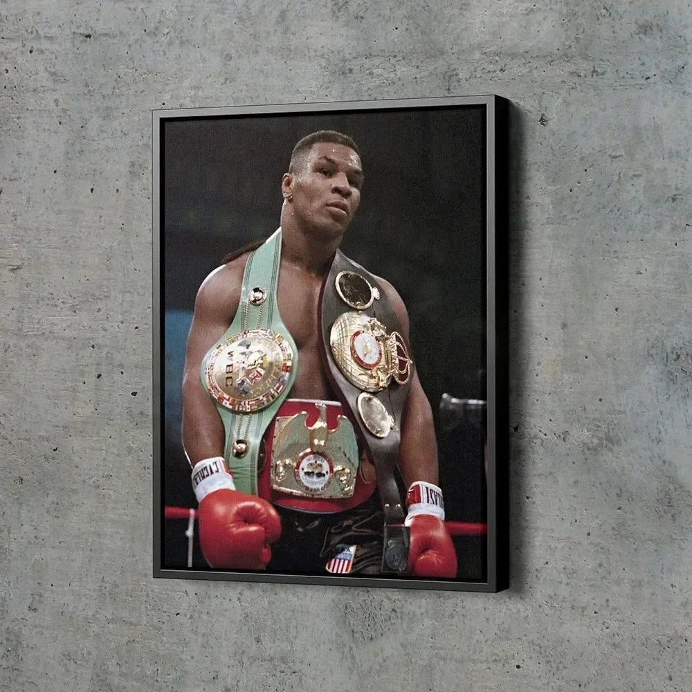 Classic Vintage Wall Art Mike Tyson Vs Muhammad Boxing Painting, HD Canvas Printed Poster, Home Living Room Bedroom Decoration