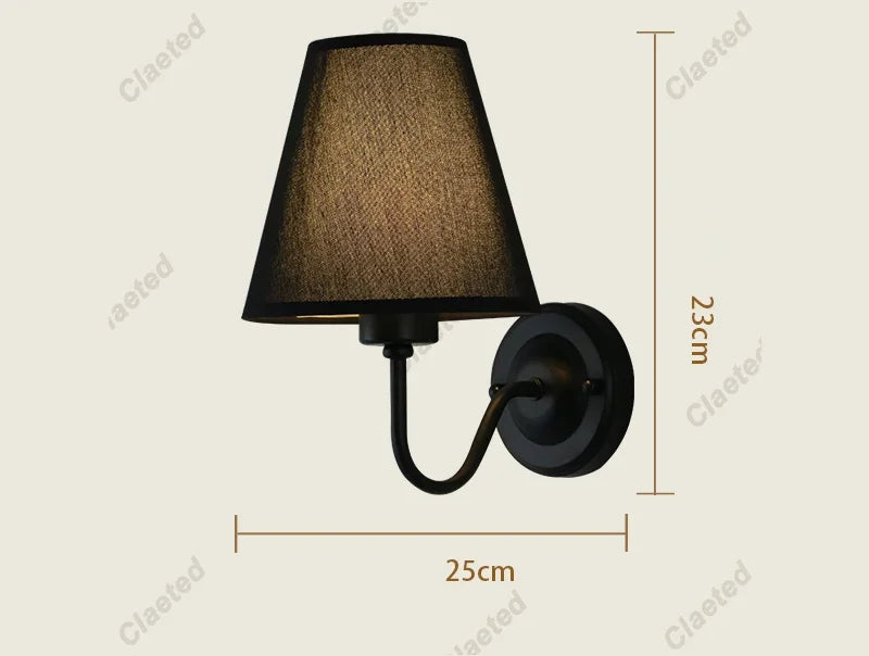Applique murale 110V/220V avec ampoule LED E27 Abat-jour en tissu Appliques murales pour hôtel Chambre à coucher Chevet Salon Escalier Décoration d'intérieur