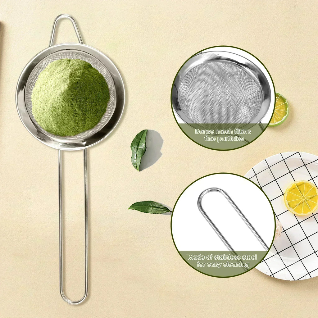 4Pcs Matcha Whisk Set Handmade Bamboo Matcha Whisk Traditional Tea Scoop Deep Scoop Tea Strainer Clear Whisk Storage Holder