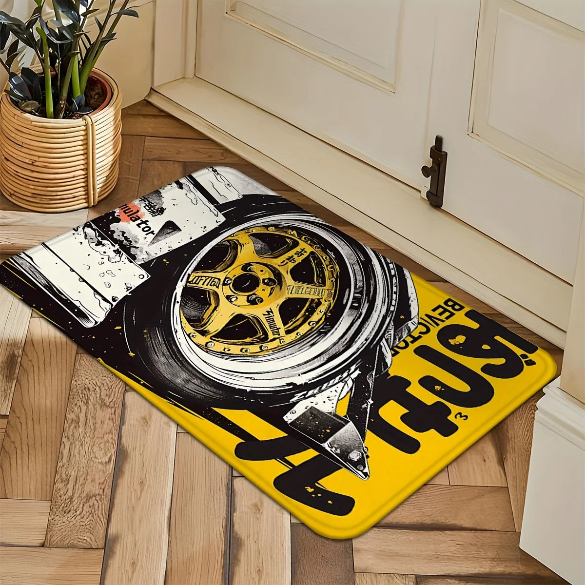 Tapis de porte d'entrée antidérapants VIKAMA Racing Wheels, tapis de chambre à coucher et de salle de bain à réduction de bruit, décoration intérieure