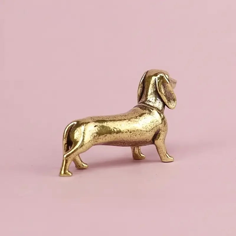 Estatua de perro salchicha de cobre puro, figuras vintage de latón, decoración del hogar, adorno de escritorio, miniaturas, artesanías antiguas para mascotas de té, regalos
