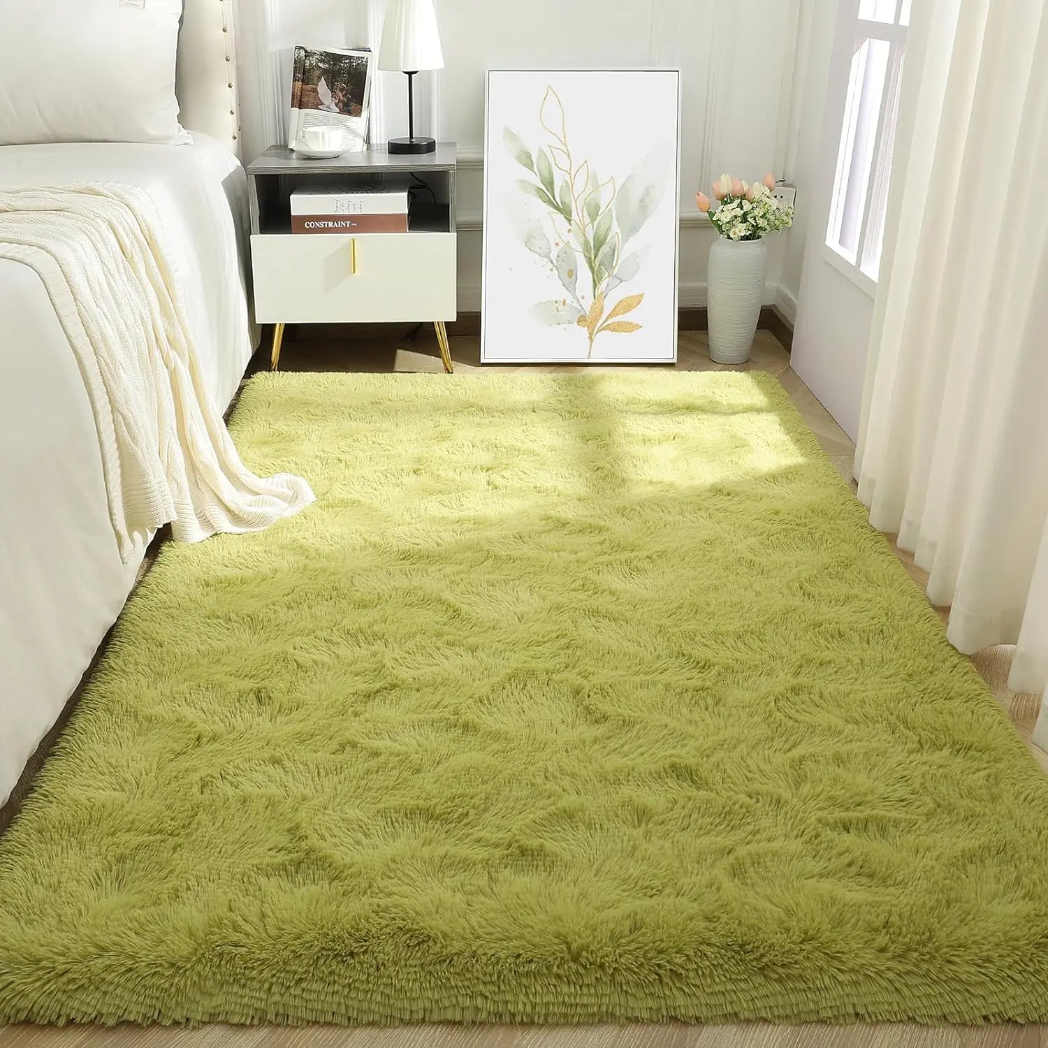 Alfombra de felpa teñida anudada VIKAMA, decoración para sala de estar, alfombra suave y mullida para el hogar, manta antideslizante para gatear para niños.
