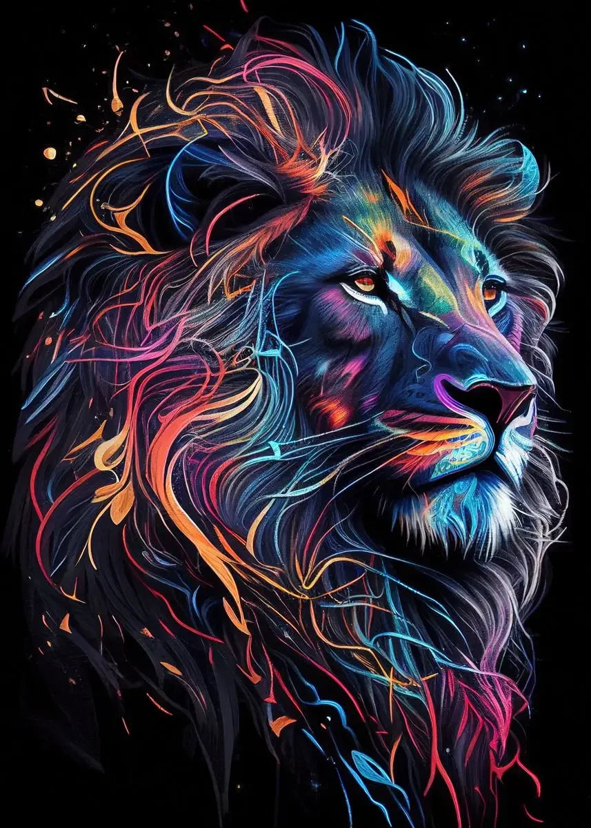 Classic Vintage Animal Wall Art Black Gold Light Coloured Lion HD Canvas Printed Poster Home Living Room Bedroom Decoration