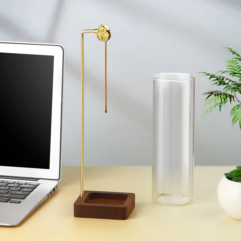 Glass Incense Holder Anti-Ash Flying Incense Stick Holder with Glass Ash Catcher Incense Burner for Yoga Home Decor