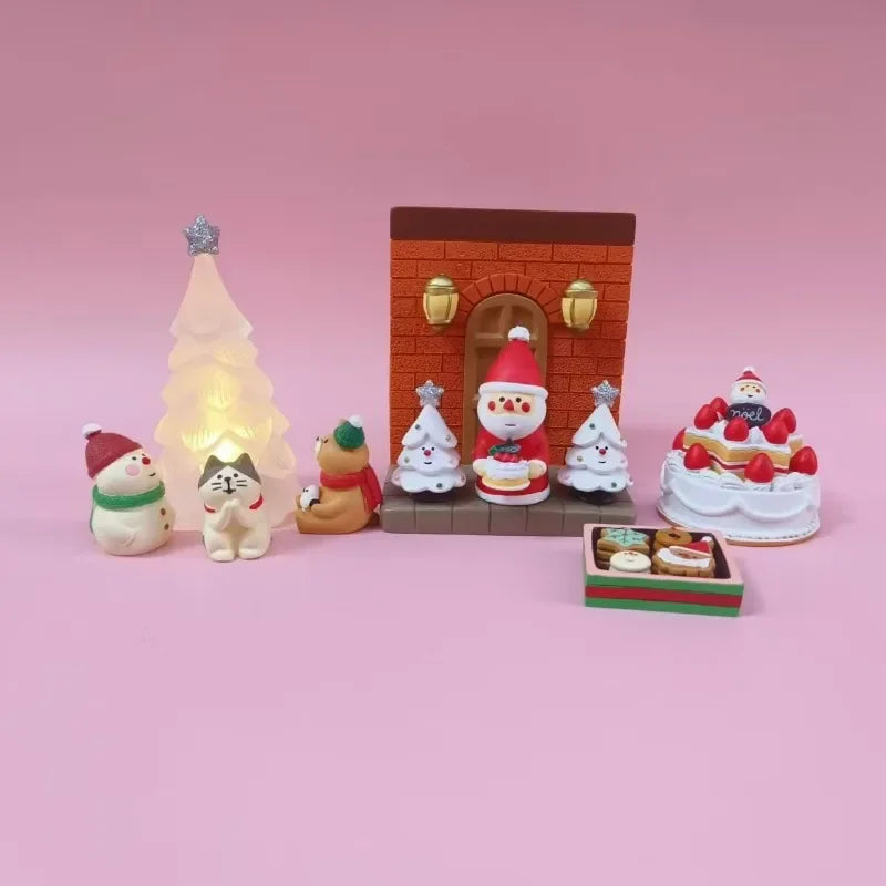 Ornements de Noël en Résine Scènes Maison Jouets Tendance Figurines Décorations Poupées ZAKKA Chats 2025 Petits Ornements