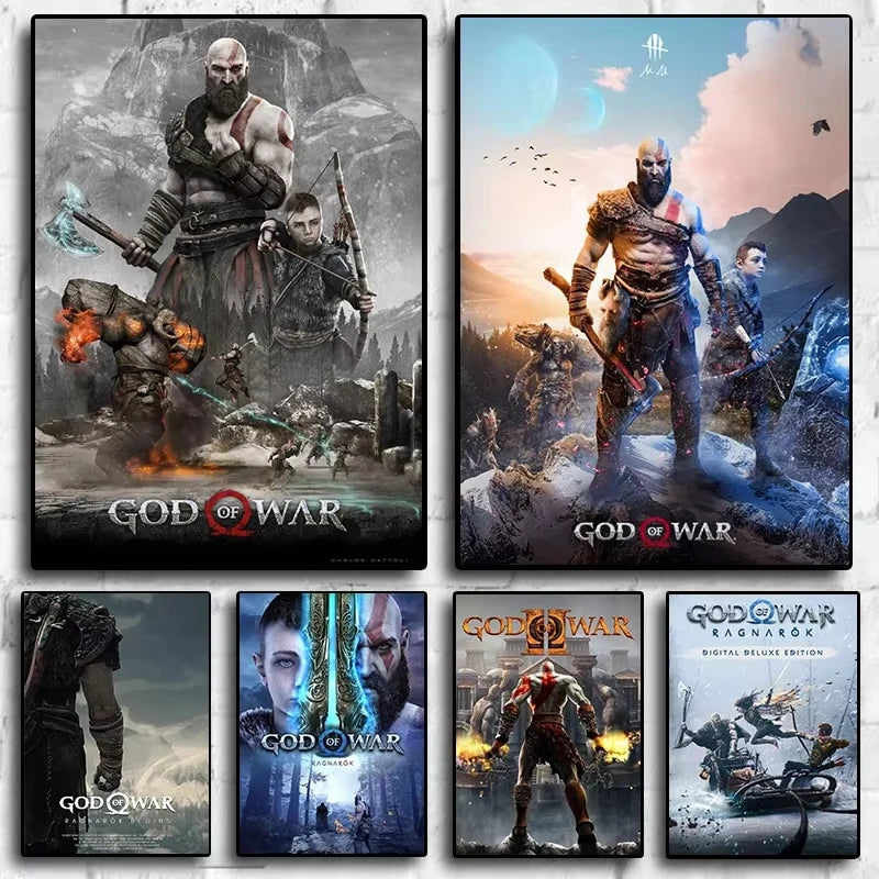 Poster God of War Ragnarok 2022 - Décoration murale sur le thème de Kratos pour salle de jeux