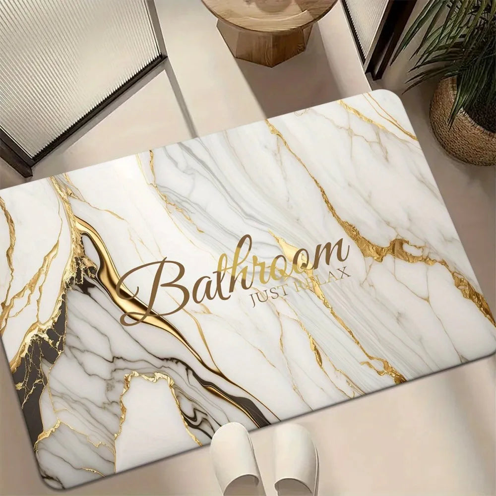 Alfombrilla de baño con diseño de mármol de arena dorada Vikama, alfombrilla de baño antideslizante para baños, duchas y felpudos de cocina