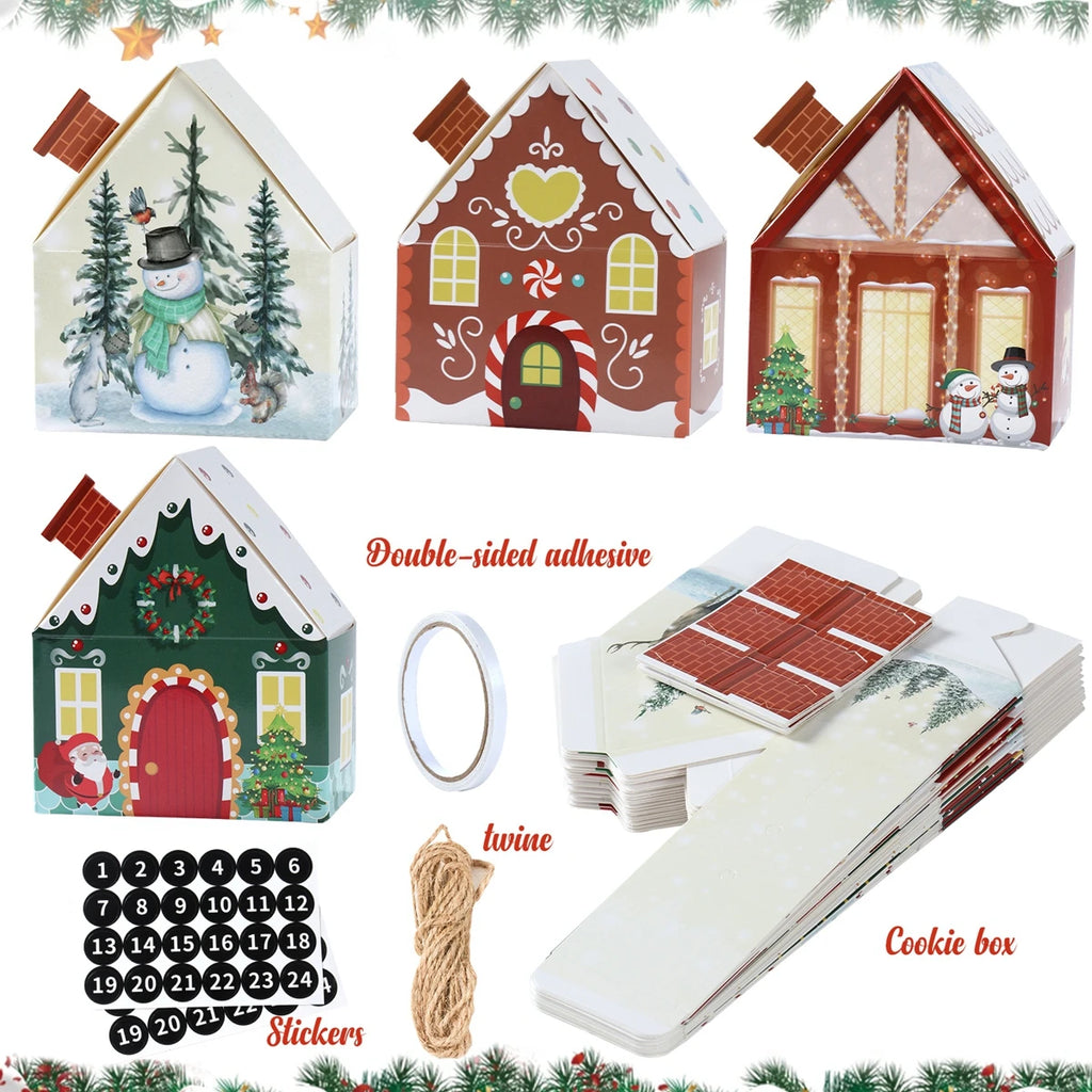 Boîte à bonbons en pain d'épices de Noël, décoration de Noël pour la maison, cadeau du Nouvel An 2024, boîte d'emballage de biscuits, ornement de Noël