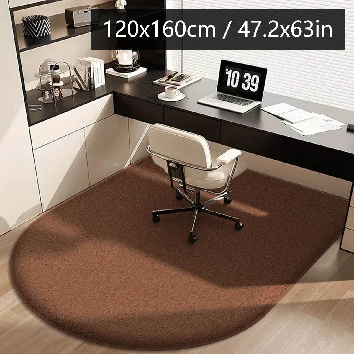 Alfombra arqueada de color liso VIKAMA, suave y antideslizante, para oficina, estudio, silla de ordenador, tocador, alfombrilla para los pies, decoración del hogar
