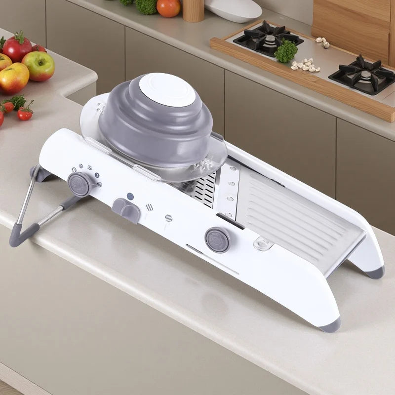 Rebanadora de Mandolina de Acero Inoxidable Ajustable, Cortador de Verduras en Julienne, Rallador, Cortador de Cebolla, Patata, 18 Tipos