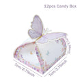Caja de regalos de dulces de mariposa rosa, decoración de fiesta de cumpleaños feliz para niñas, suministros de fiesta de cumpleaños de mariposa para bodas, decoración de baby shower