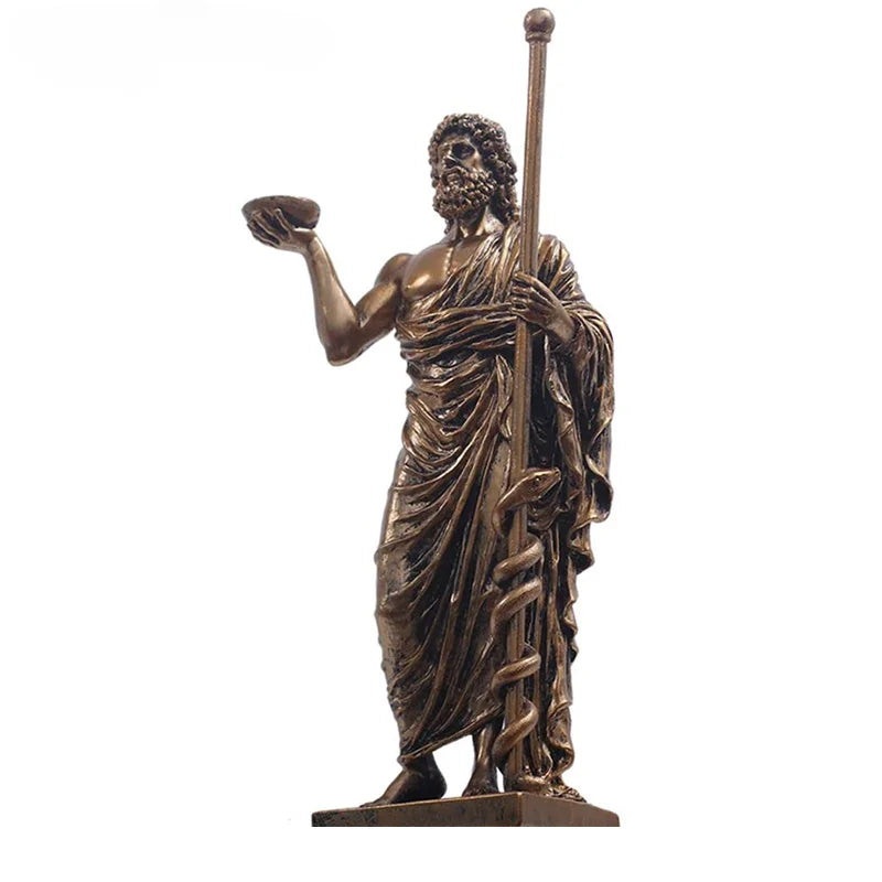 Sculpture de dieu médical grec Asclépios, statue de médecine pour décoration de bureau à domicile, ornements d'intérieur, cadeau de décoration sculpturale pour la maison