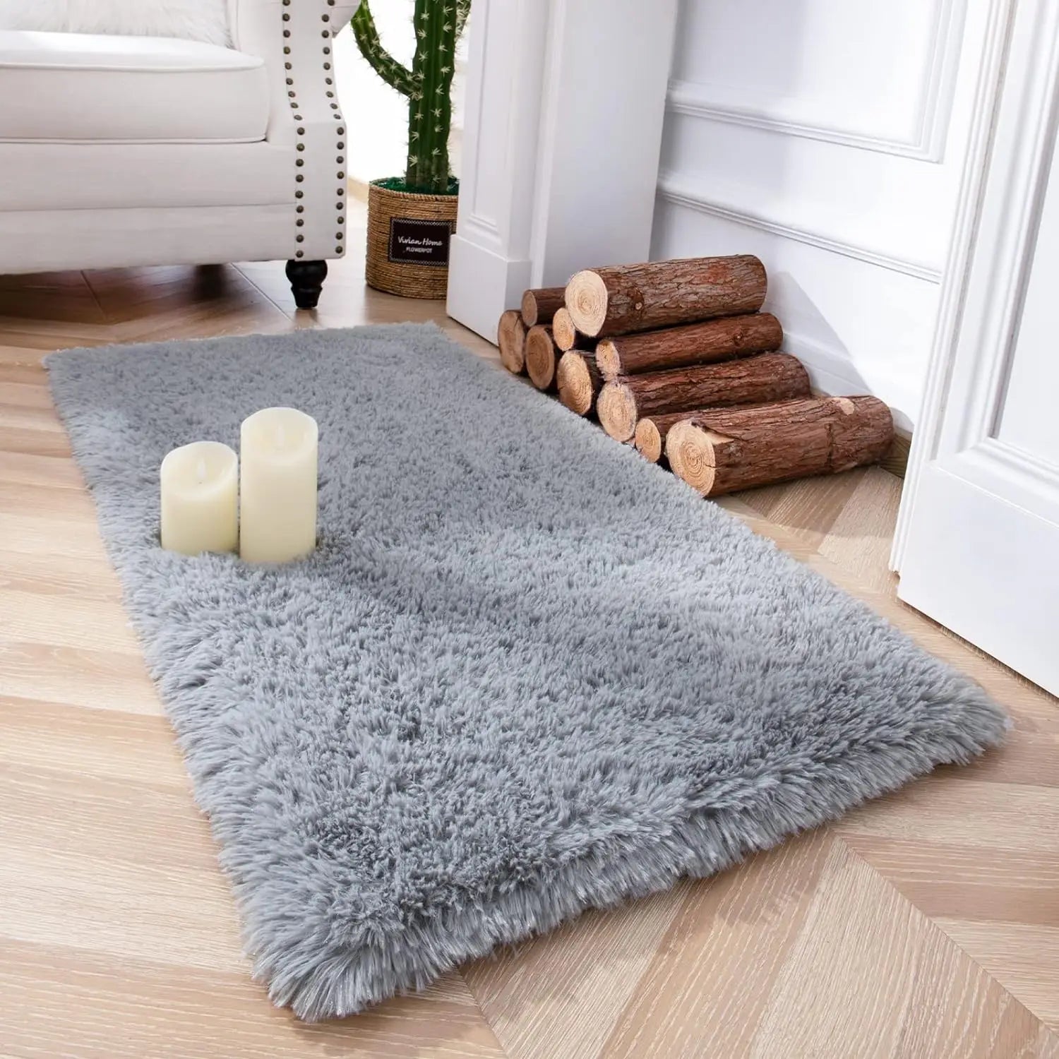 VIKAMA Alfombra de peluche teñida anudada 40x60cm Manta de área suave para el hogar Dormitorio de niñas Manta de cama Habitación infantil Decoración Antideslizante Alfombrilla de piso
