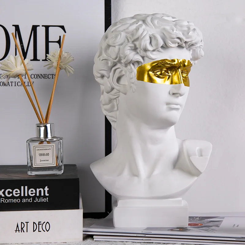 Decoración Hogar Europea Cabeza de David Resina Estatuas Estatuas Decoración Hogar Arte Abstracto Moderno Escultura Busto Práctica de Bocetos de Arte