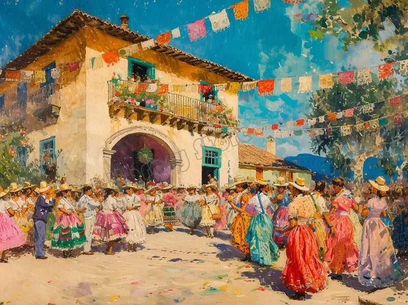 Arte de pared de México colorido vintage, pintura tradicional de la vida en el mercado, póster impreso en lienzo HD, decoración para sala de estar, dormitorio