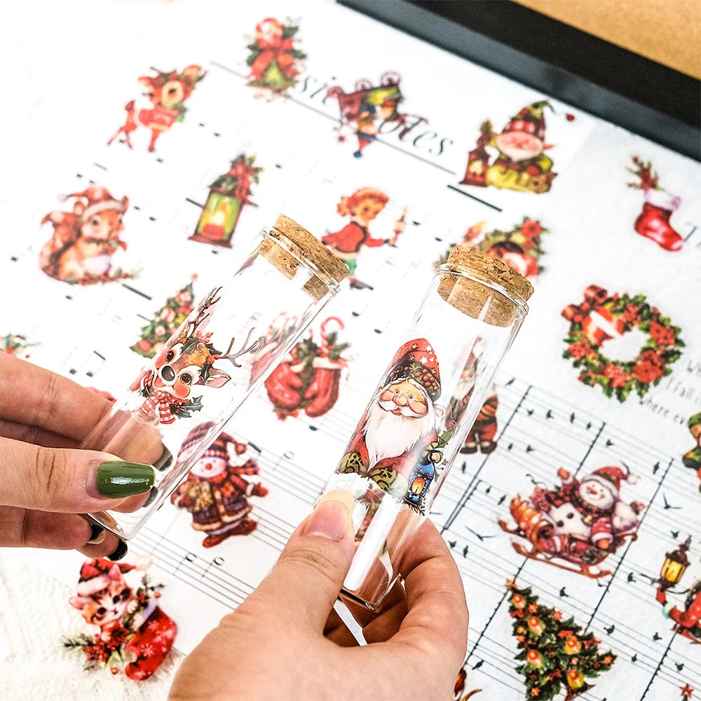 10/30/50 Pièces Autocollants Rétro Mignon Père Noël Dessin Animé Noël pour Ordinateur Portable Téléphone Scrapbook Valise Mural Enfant Jouets Classiques