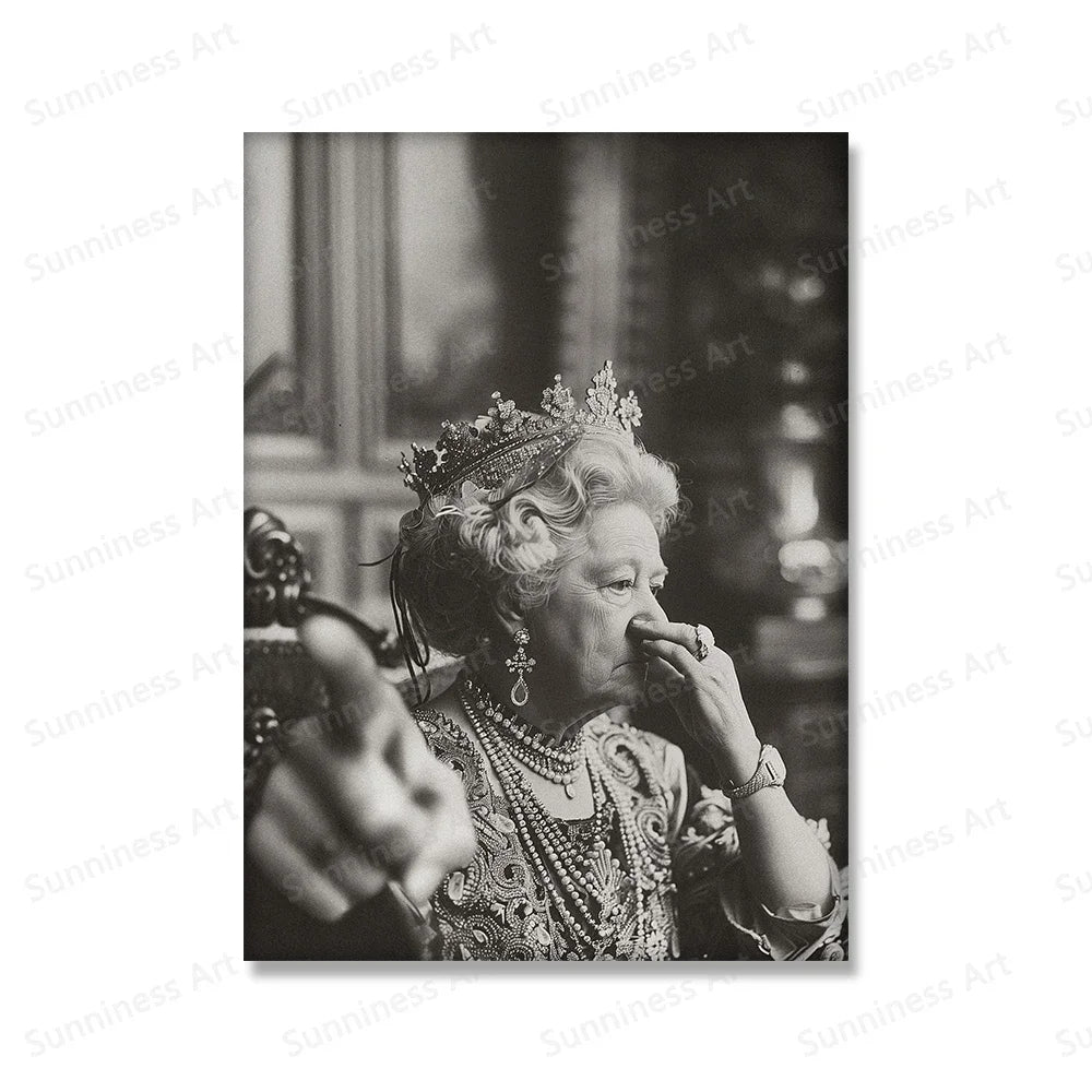 Modern Vintage Wall Art, Queen Portrait Humour Funny Wall Art, HD Canvas Printed Poster, Home Living Room Bedroom Decoration