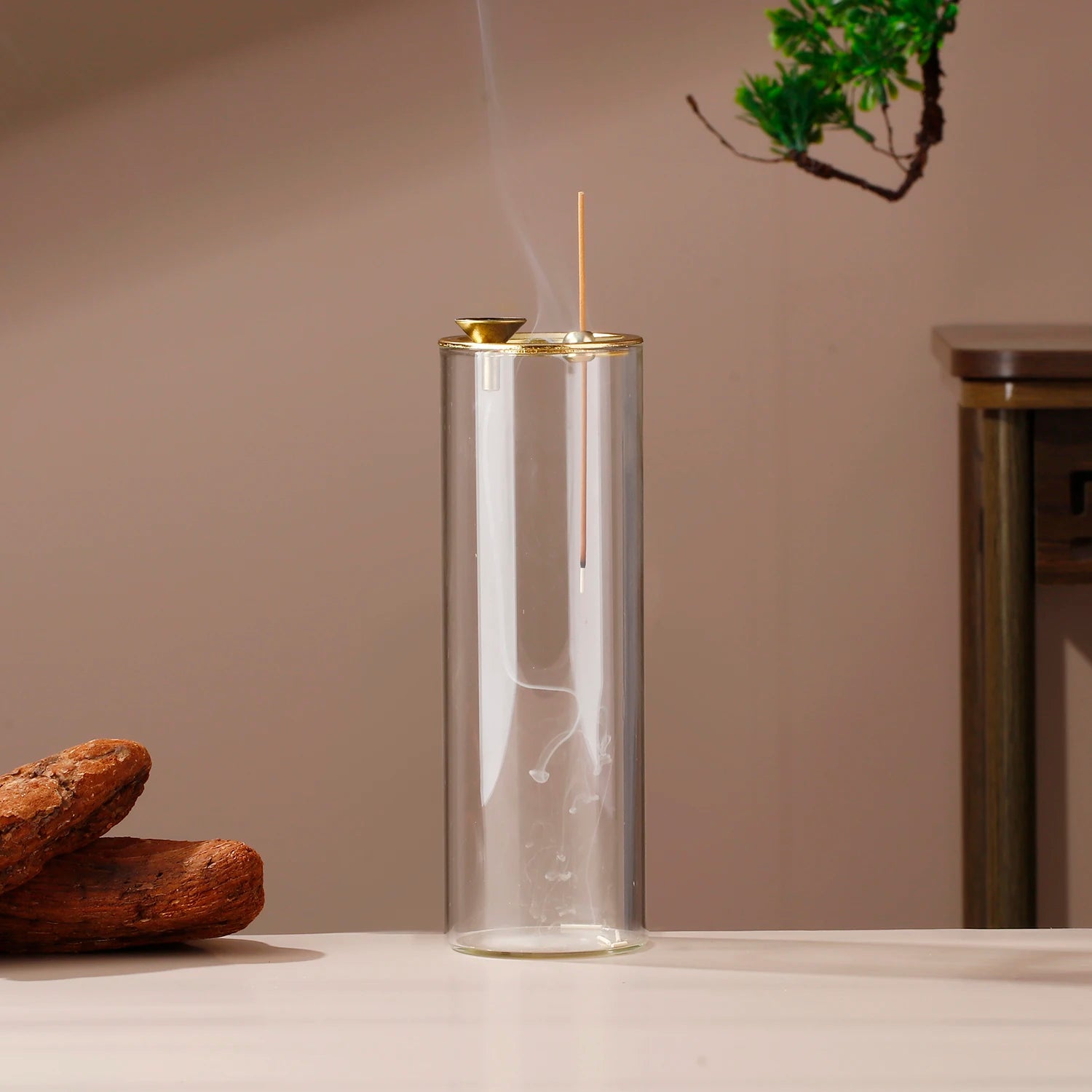Soporte de incienso de cristal 2 en 1, quemador de incienso de reflujo para cono de incienso, soporte de varitas de incienso anti-ceniza para meditación, yoga, spa