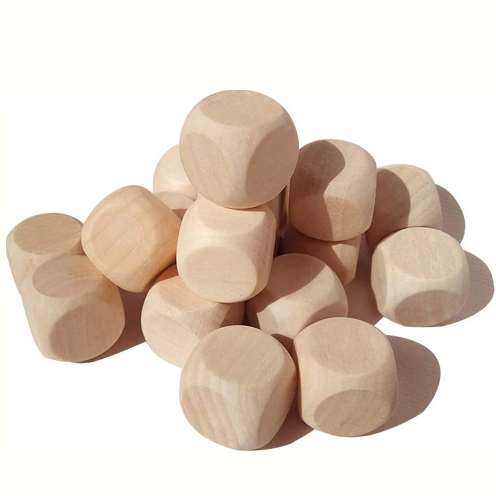 10 dados de madera en blanco, bloques cuadrados sin terminar, cubos de madera de 6 caras con esquinas redondeadas para proyectos de manualidades DIY