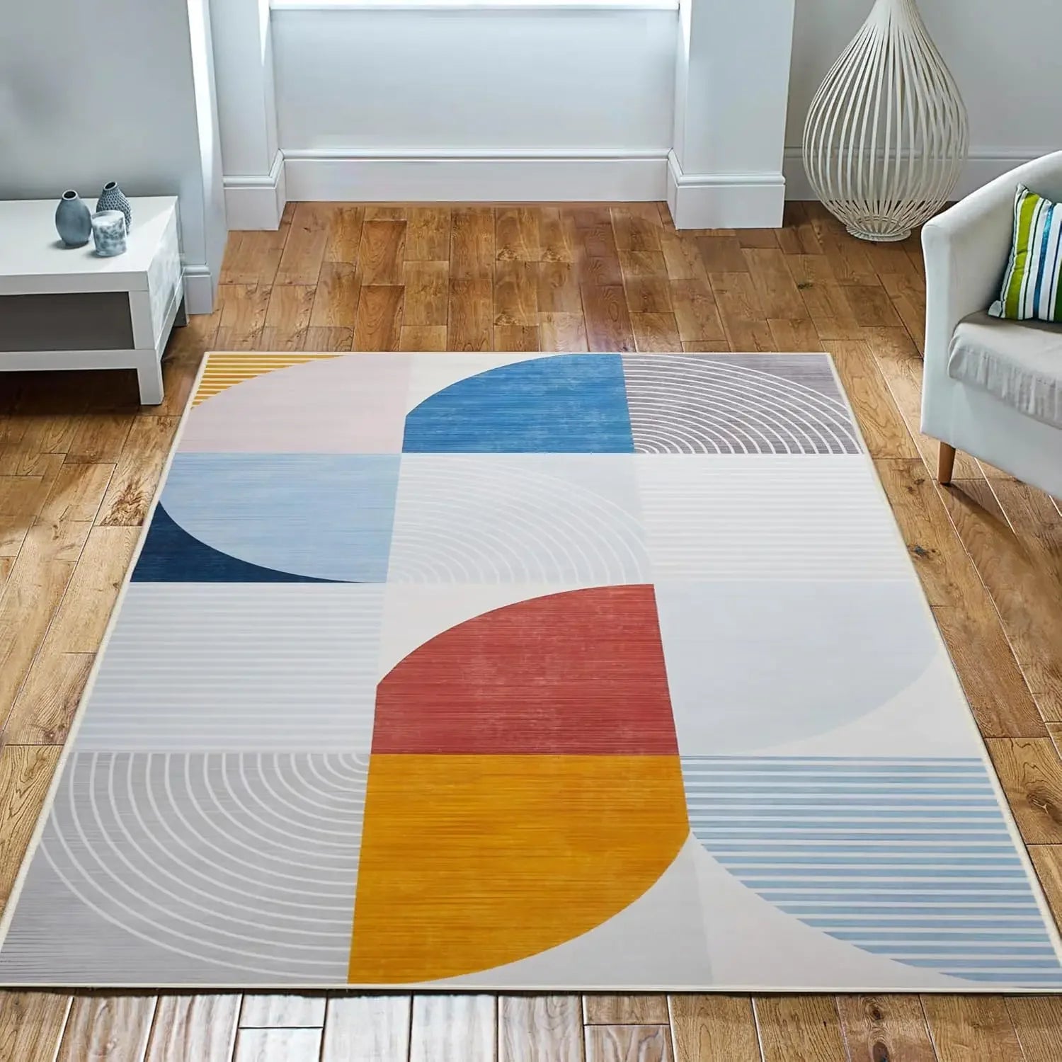 Alfombra de sala de estar estilo geométrico VIKAMA, sofá duradero y antideslizante, alfombra para mesa de café, alfombra de dormitorio, decoración del hogar