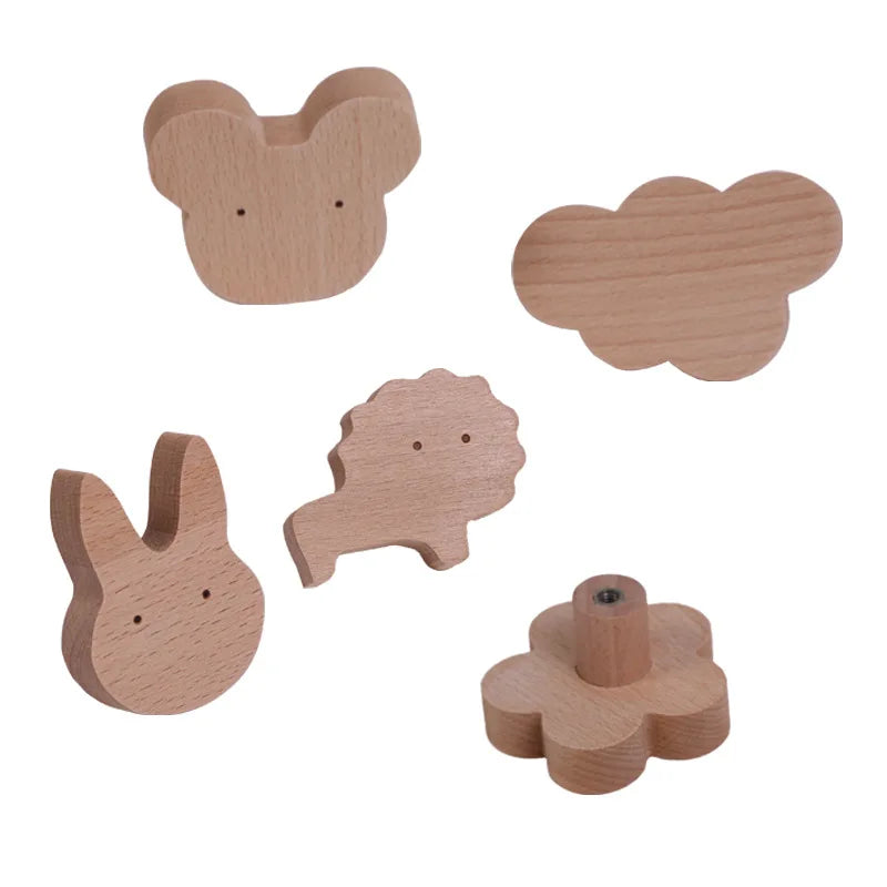 Crochets décoratifs en bois Étoile et Lune Adorables animaux de dessins animés crochets adhésifs muraux omnipotents porte-clés pour la maison et la décoration