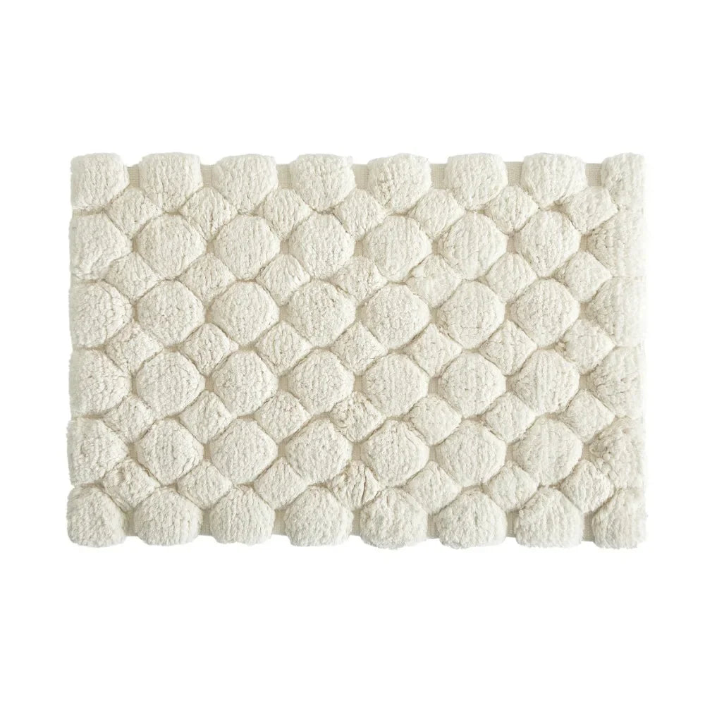 Lot de 2 tapis de bain en coton ivoire – 40x60cm&50x80cm Lavables en machine pour salle de bain, baignoire et douche