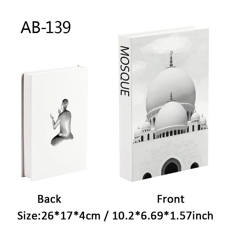 Islamic Decorative Books Kaaba Mosque Luxury Fake Book Storage Box Interior Decoration Coffee Table Bedroom Ornaments Room Decor