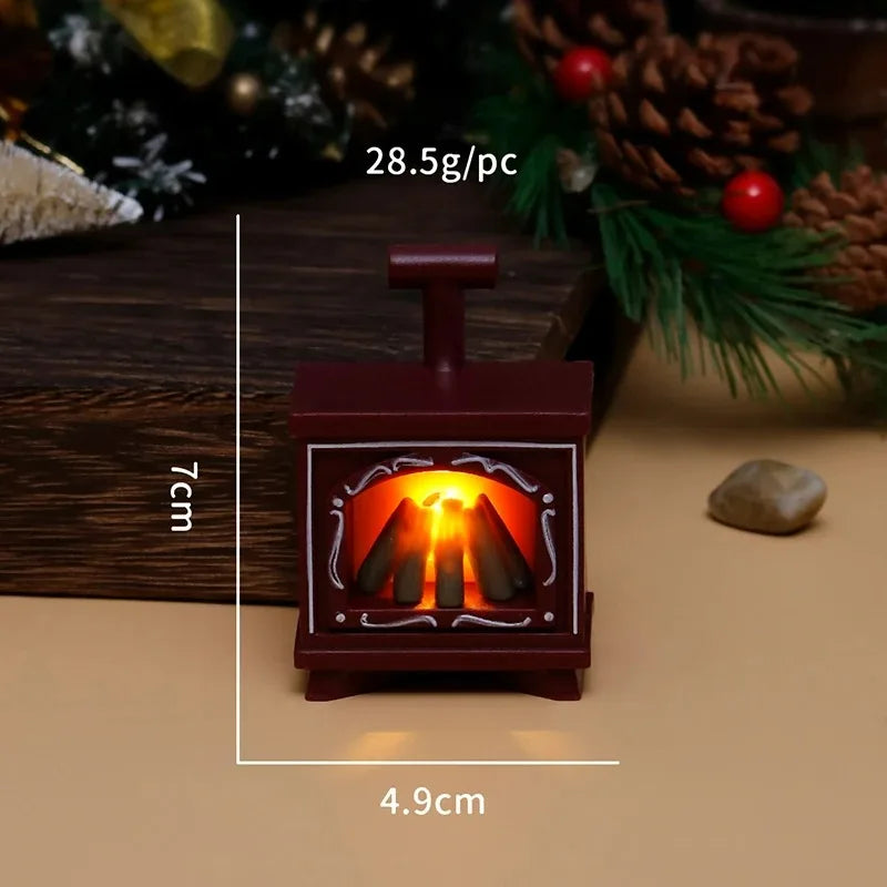 Mini chimenea LED para casa de muñecas, estufa brillante, modelo de casa, muebles, cocina, escena de la vida, juguetes, luz de noche para dormitorio y mesita de noche