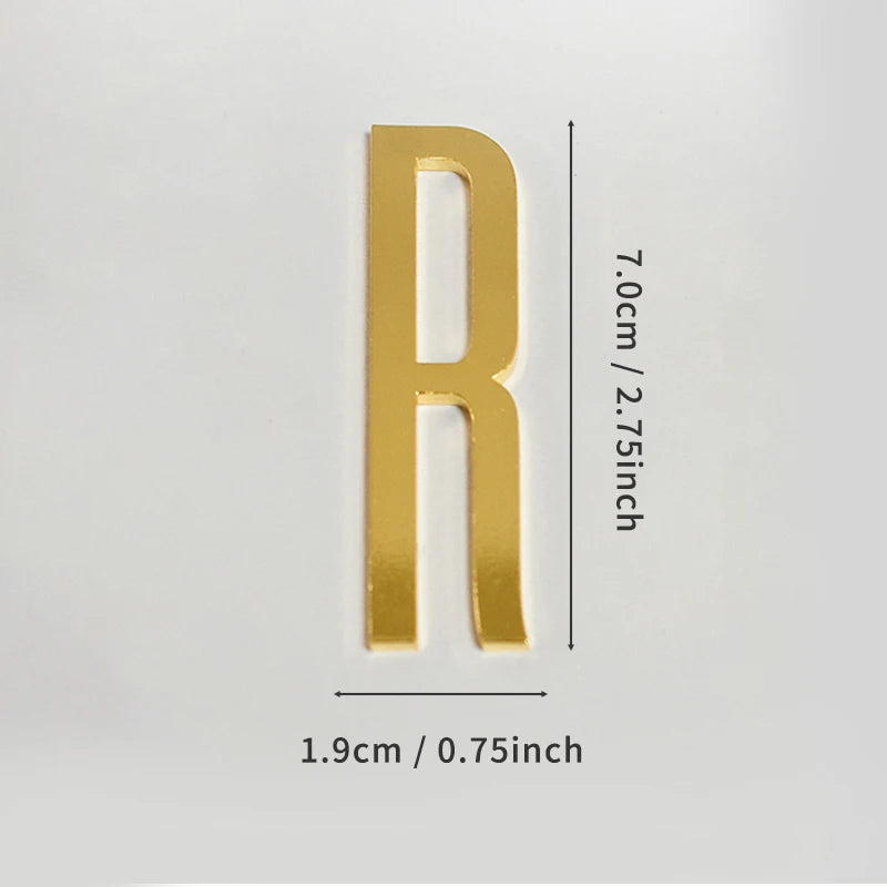 Golden Self Adhesive House Number Metal English Alphabet Letters for Apartment Room Door Plate Table Mailbox Number Stickers 7cm