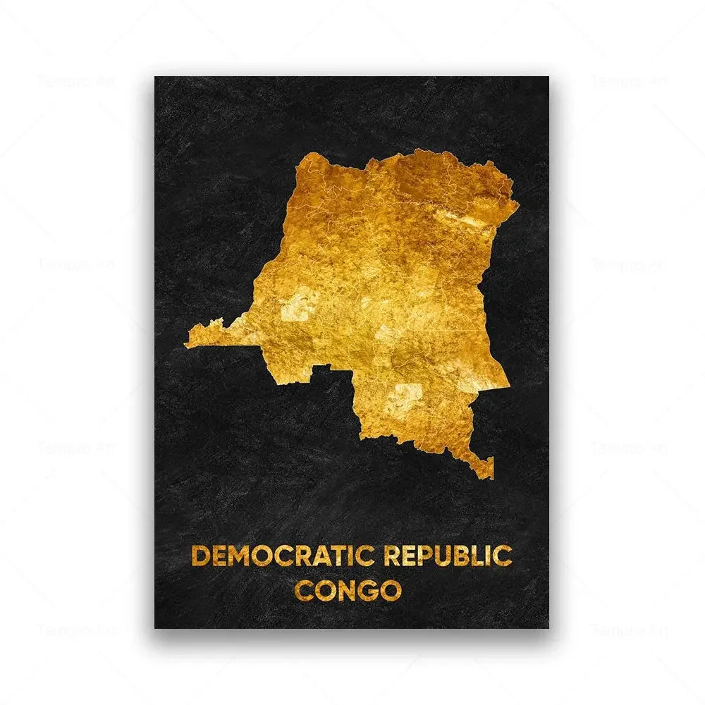 Classic Abstract Wall Art Black Gold Lebanon Country Map HD Canvas Print Poster Home Living Room Bedroom Decoration