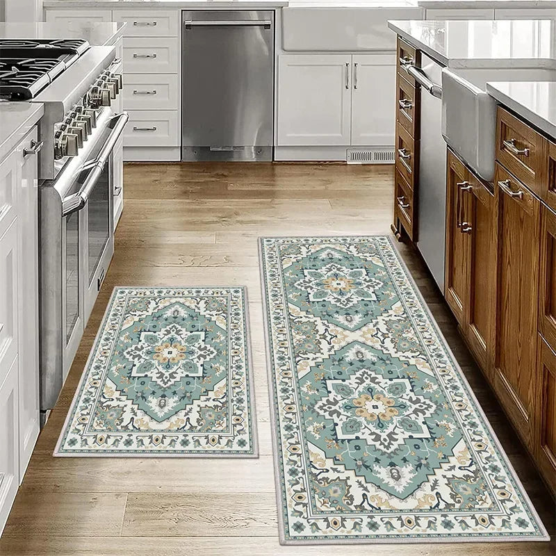 VIKAMA 1/2PCS Alfombras de cocina bohemias antideslizantes lavables para baño, felpudos para puerta, pasillo, alfombras de pasillo, decoración del hogar