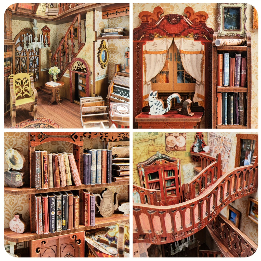 1 unidad, kit de casita de libros DIY, kit de modelo para montar, decoración para estanterías, micromodelo de decoración del hogar, el regalo perfecto para adolescentes y adultos