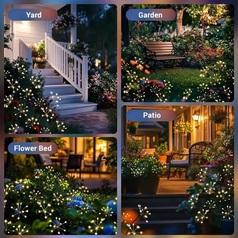 1 ud. luces solares LED para jardín con forma de fuegos artificiales, lámpara de césped impermeable para exteriores, iluminación de paisajes para patio, pasarela, fiesta, Navidad