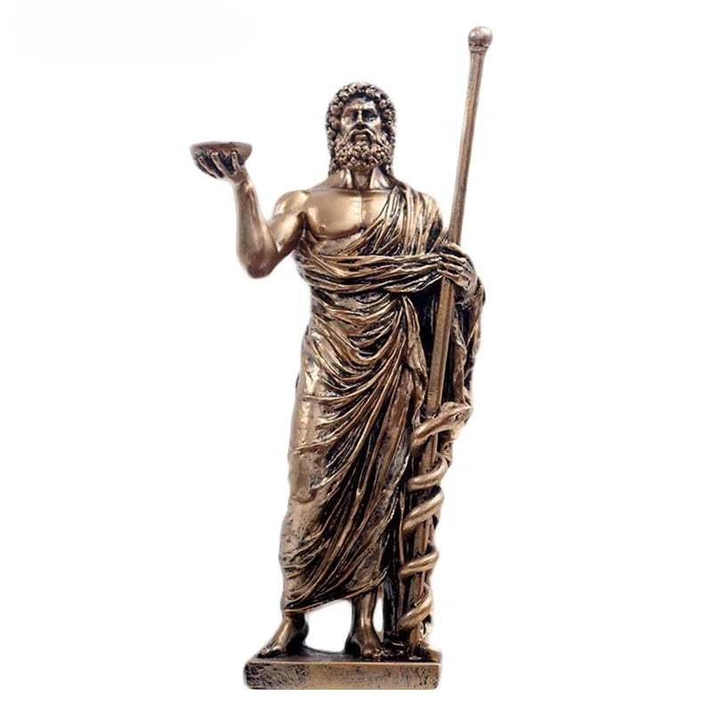 Sculpture de dieu médical grec Asclépios, statue de médecine pour décoration de bureau à domicile, ornements d'intérieur, cadeau de décoration sculpturale pour la maison
