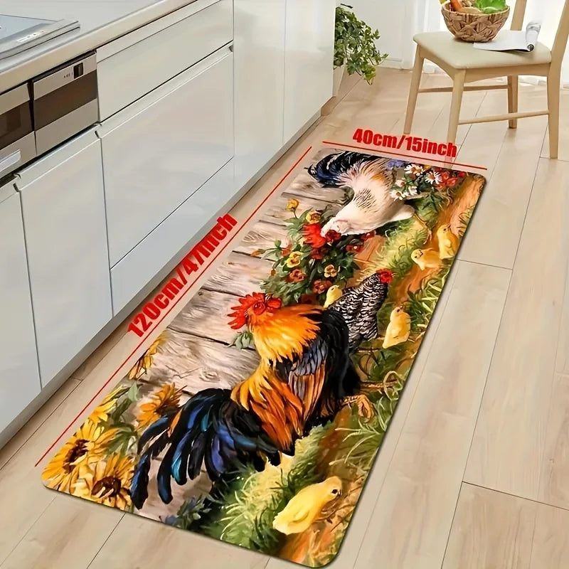 Alfombra de cocina de pollo VIKAMA, suave y cómoda, para lavadero, felpudo de entrada, alfombra de decoración del hogar