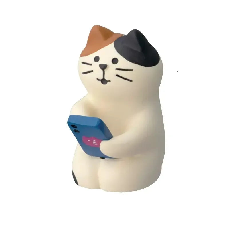 ZAKKA Adornos Noche Mercado Niña Soporte Barbacoa Escena Decoración Accesorios Fotografía Miniatura Resina Gato Regalo Cumpleaños Colección
